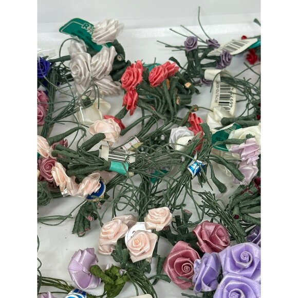 Lot of Mini Silk Rosebuds Assorted Fabric Flowers Craft Floral Decorative Set - Picture 8 of 8